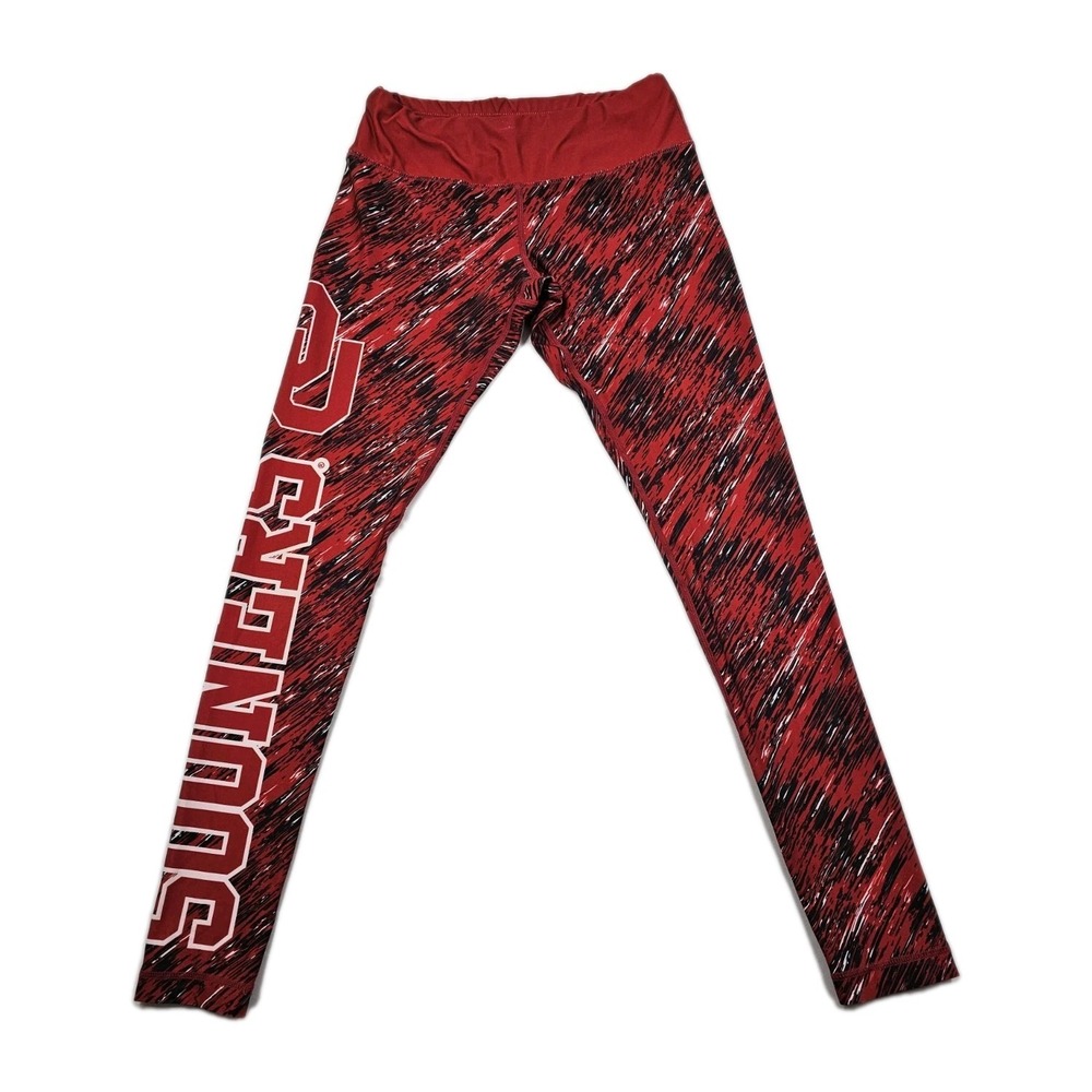 Oklahoma Sooners OU NCAA Static Rain Womens Small Leggings Black Red Spell Out